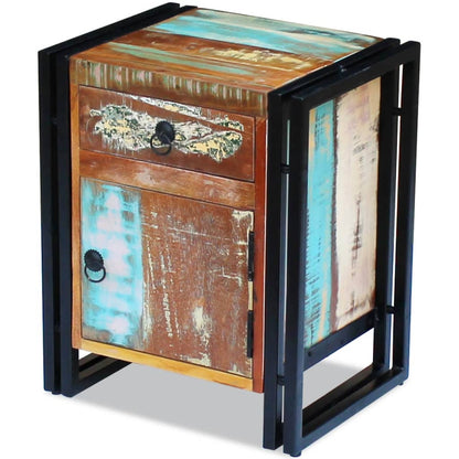 Bedside Cabinet Multicolor Reclaimed Wood Regular Bedside Cabinet