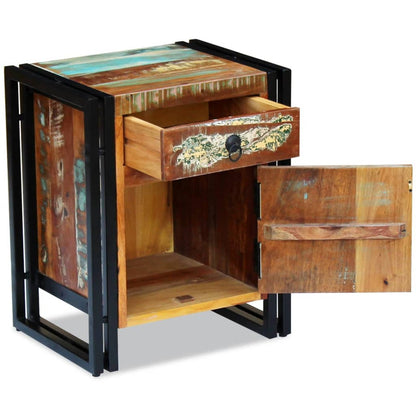 Bedside Cabinet Multicolor Reclaimed Wood Regular Bedside Cabinet