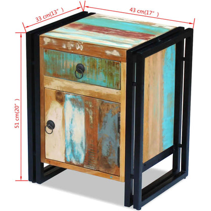 Bedside Cabinet Multicolor Reclaimed Wood Regular Bedside Cabinet
