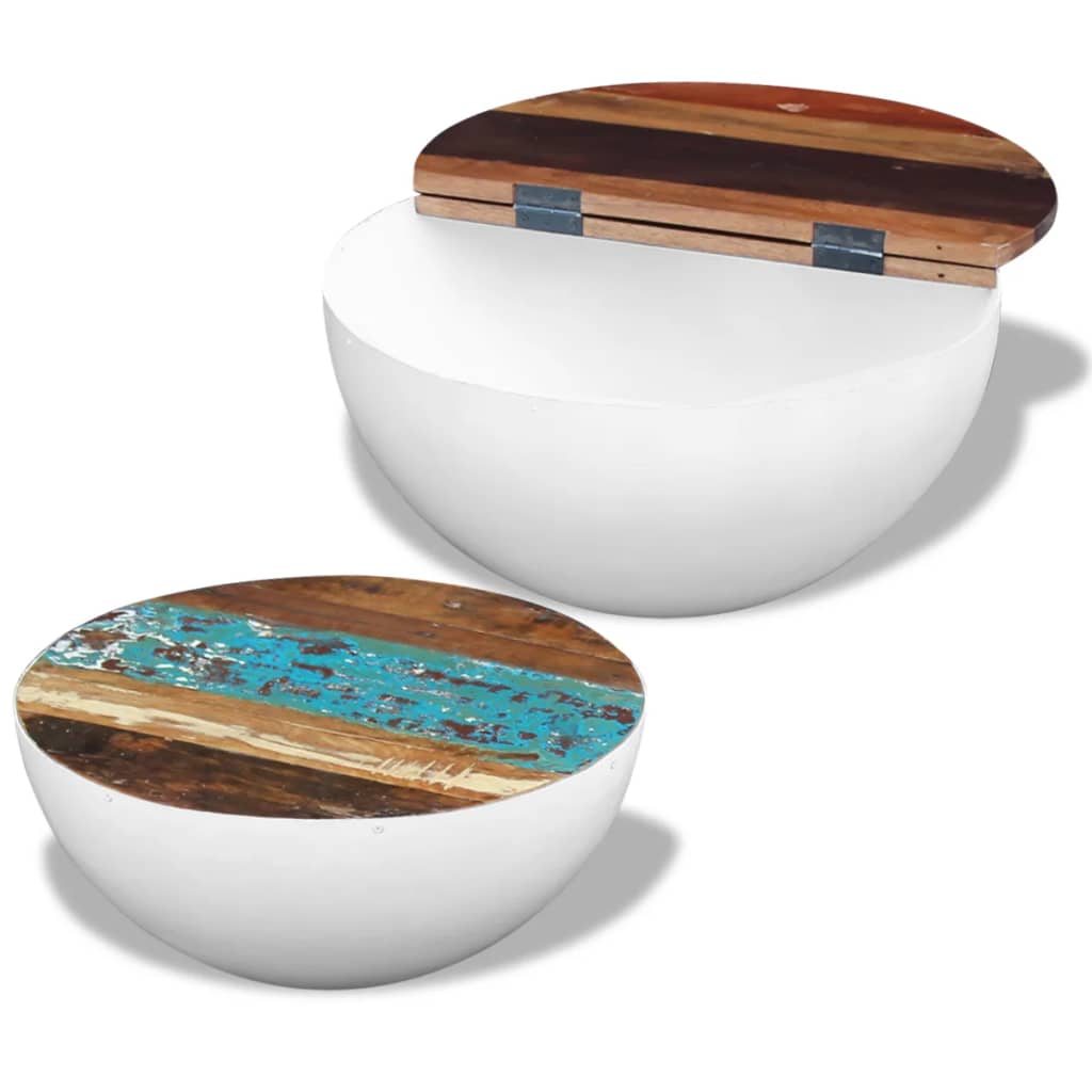 Coffee Table Set of 2 Multicolour Reclaimed wood and steel