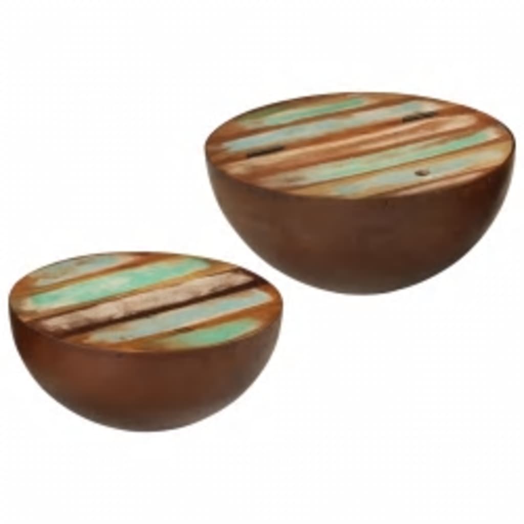 Coffee Table Set of 2 Multicolour Reclaimed wood Small Durable