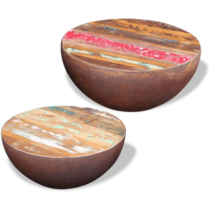 Coffee Table Set of 2 Multicolour Reclaimed wood Small Durable