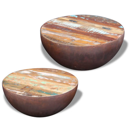 Coffee Table Set of 2 Multicolour Reclaimed wood Small Durable