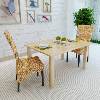 Dining Chair Set of 2 Brown Abaca leaves, solid mango wood Medium