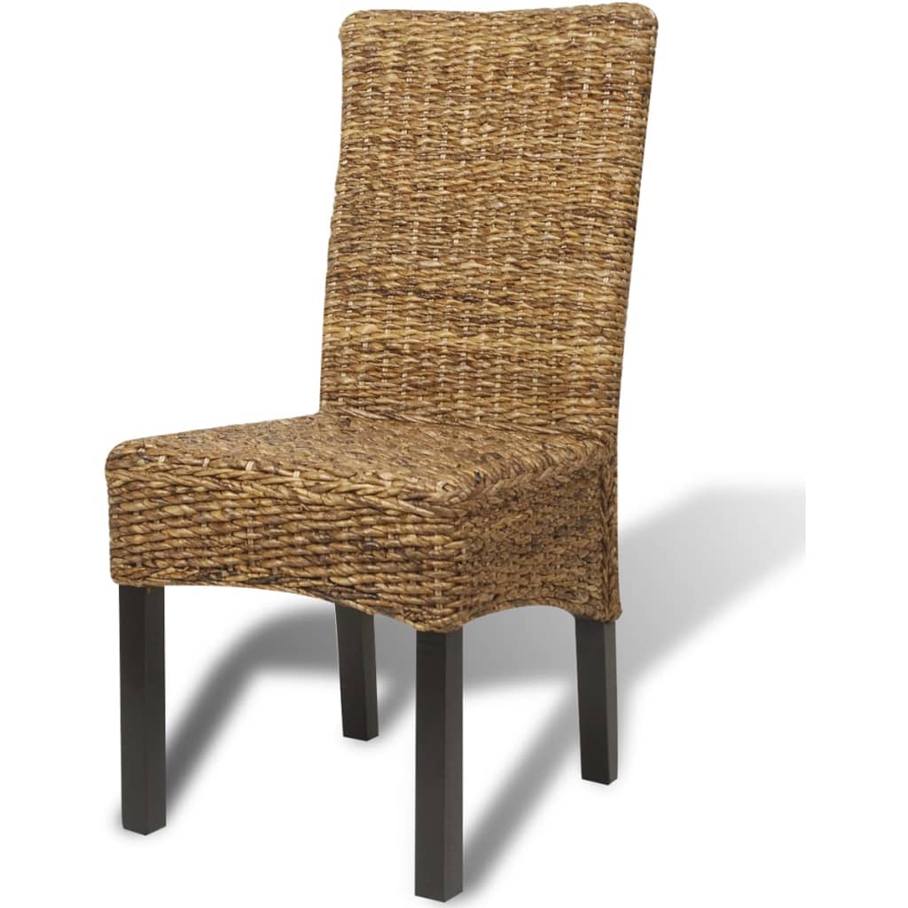Dining Chair Set of 2 Brown Abaca leaves, solid mango wood Medium