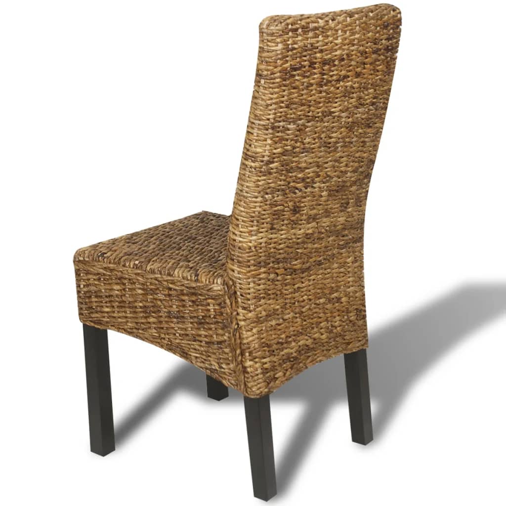Dining Chair Set of 2 Brown Abaca leaves, solid mango wood Medium