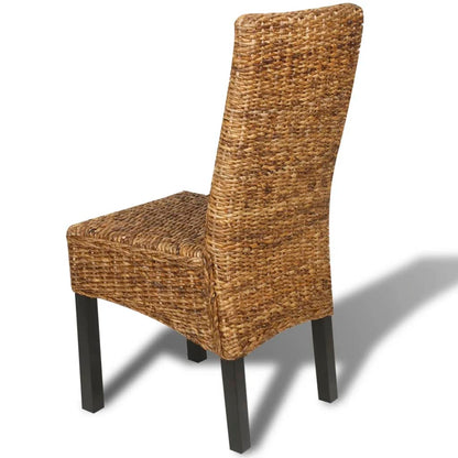 Dining Chair Set of 2 Brown Abaca leaves, solid mango wood Medium