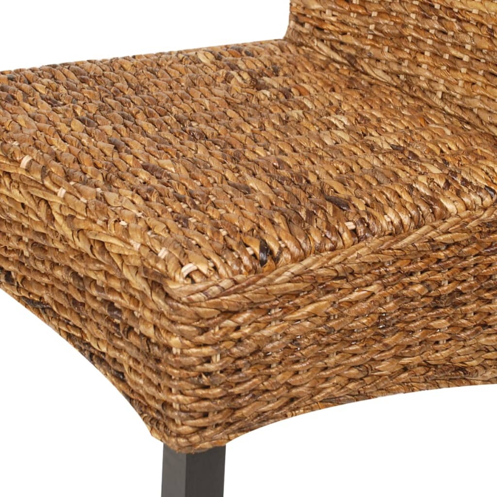 Dining Chair Set of 2 Brown Abaca leaves, solid mango wood Medium