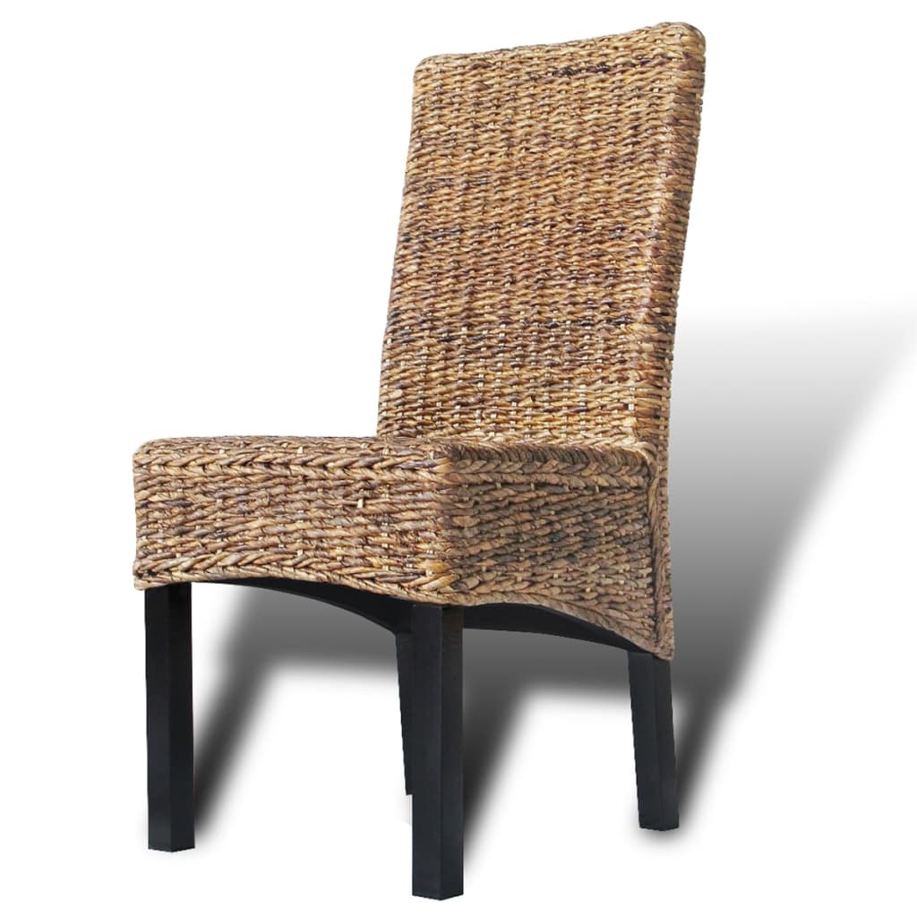 Dining Chair Set of 2 Brown Abaca leaves, solid mango wood Medium