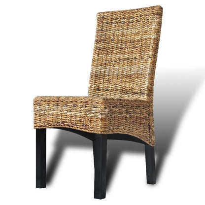 Dining Chair Set of 2 Brown Abaca leaves, solid mango wood Medium