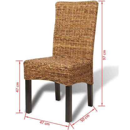 Dining Chair Set of 2 Brown Abaca leaves, solid mango wood Medium