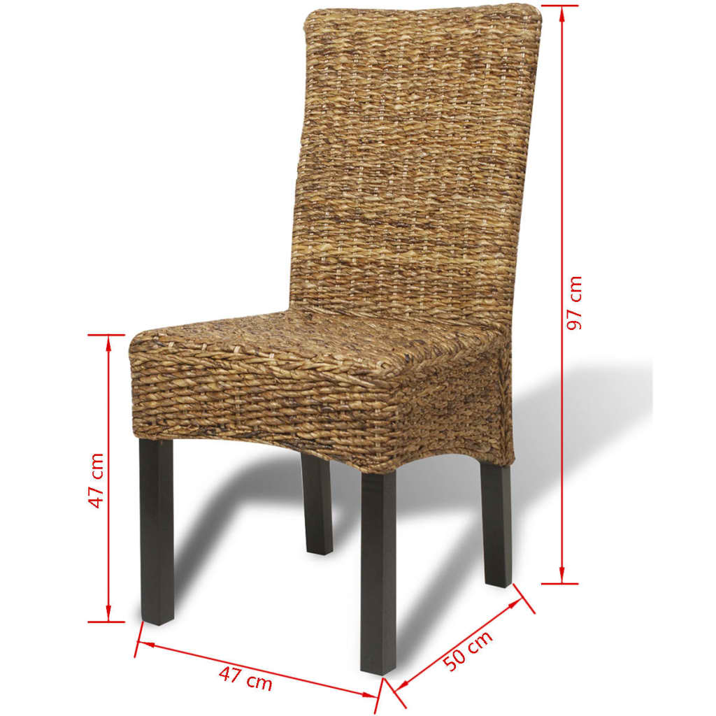 Dining Chair Set of 2 Brown Abaca leaves, solid mango wood Medium