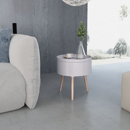 Side Table with Serving Tray Round 15.6"x17.5" Gray