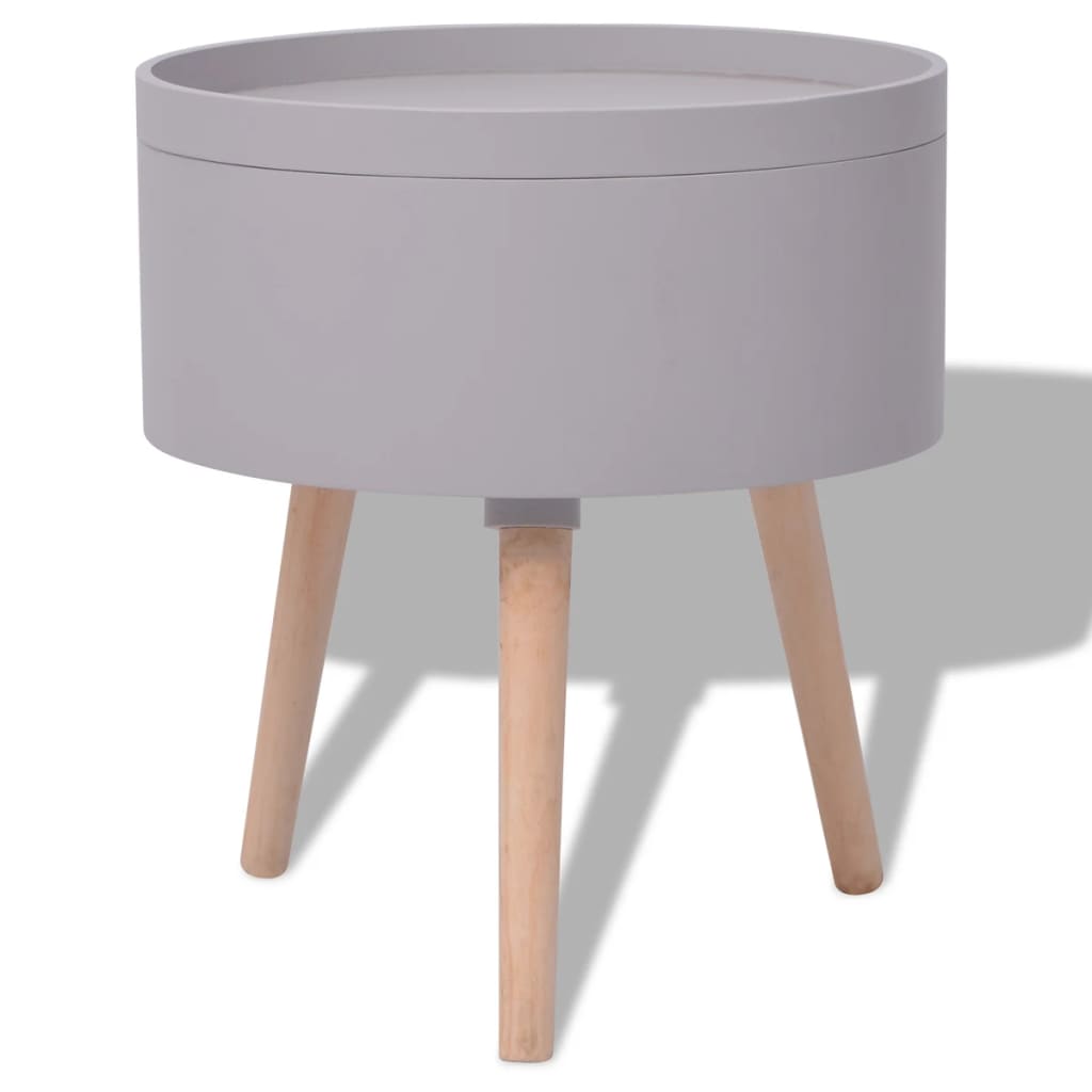 Side Table with Serving Tray Round 15.6"x17.5" Gray
