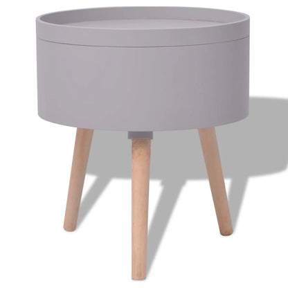 Side Table with Serving Tray Round 15.6"x17.5" Gray