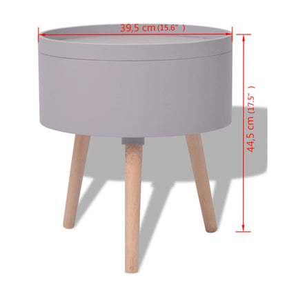 Side Table with Serving Tray Round 15.6"x17.5" Gray