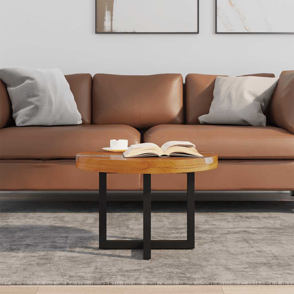 Coffee Table Multicolor Solid Teak Wood, Mango Wood, Resin Medium