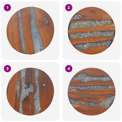 Coffee Table Multicolor Solid Teak Wood, Mango Wood, Resin Medium
