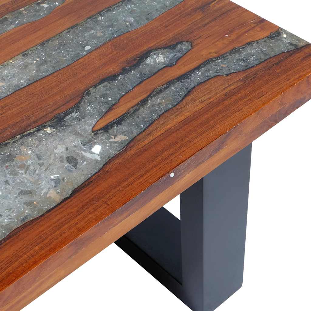 Coffee Table Multicolour Solid teak and mango wood with clear resin