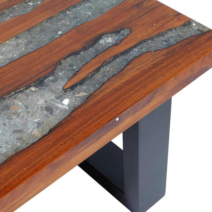 Coffee Table Multicolour Solid teak and mango wood with clear resin