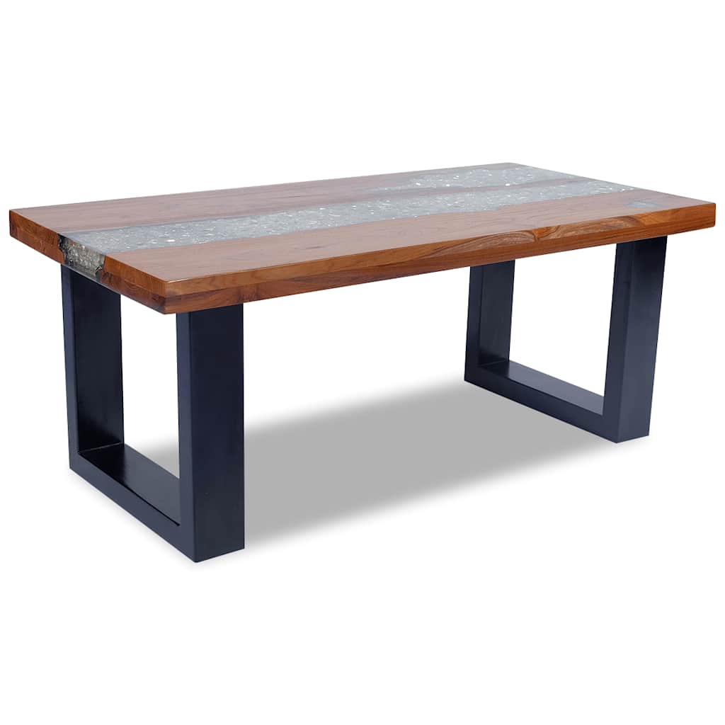 Coffee Table Multicolour Solid teak and mango wood with clear resin