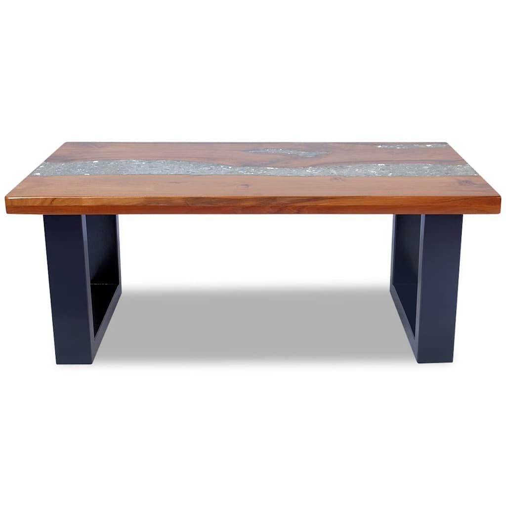 Coffee Table Multicolour Solid teak and mango wood with clear resin