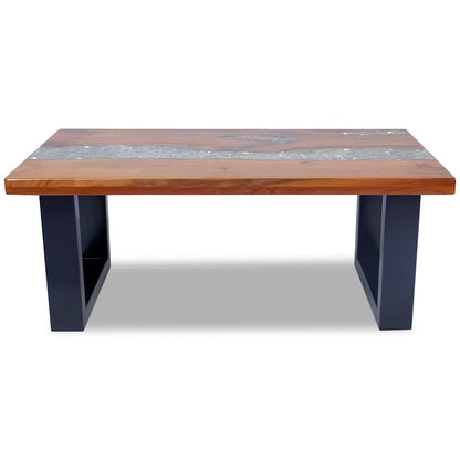 Coffee Table Multicolour Solid teak and mango wood with clear resin