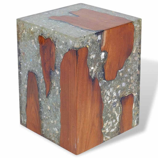 Stool Multicolor Solid teak wood Medium Durable Stool Square