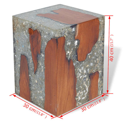 Stool Multicolor Solid teak wood Medium Durable Stool Square