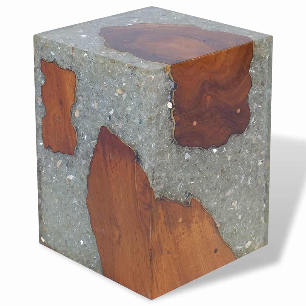 Stool Multicolor Solid teak wood Medium Durable Stool Square
