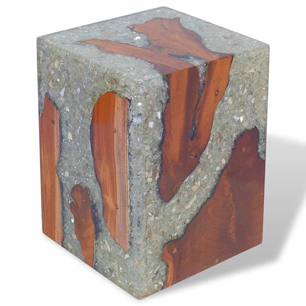 Stool Multicolor Solid teak wood Medium Durable Stool Square