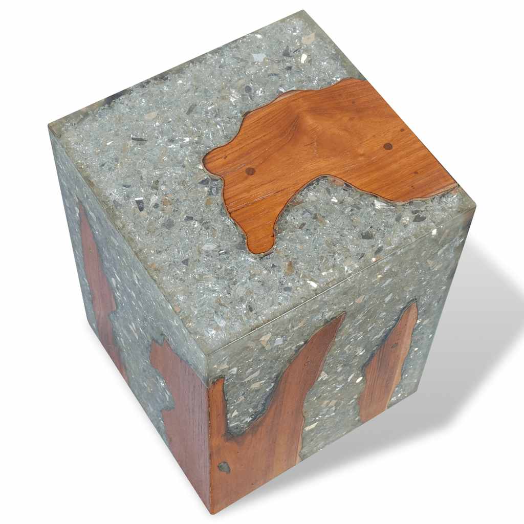 Stool Multicolor Solid teak wood Medium Durable Stool Square