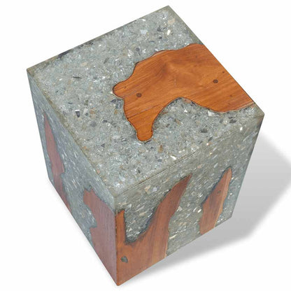 Stool Multicolor Solid teak wood Medium Durable Stool Square