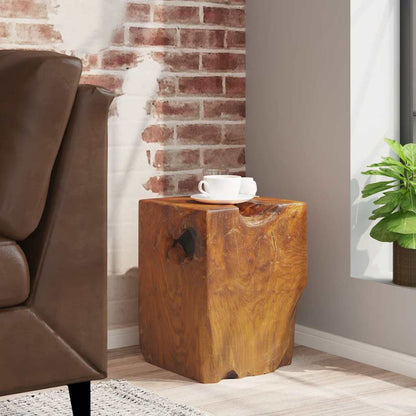 Stool Brown Solid teak wood Medium-sized Statement Piece Stool