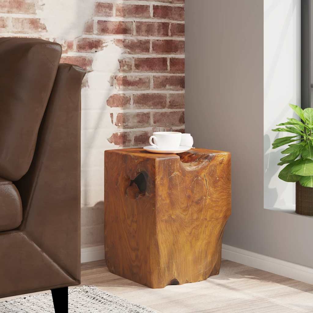 Stool Brown Solid teak wood Medium-sized Statement Piece Stool