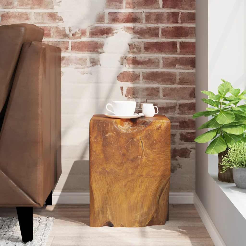 Stool Brown Solid teak wood Medium-sized Statement Piece Stool