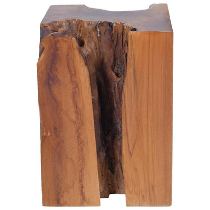 Stool Brown Solid teak wood Medium-sized Statement Piece Stool