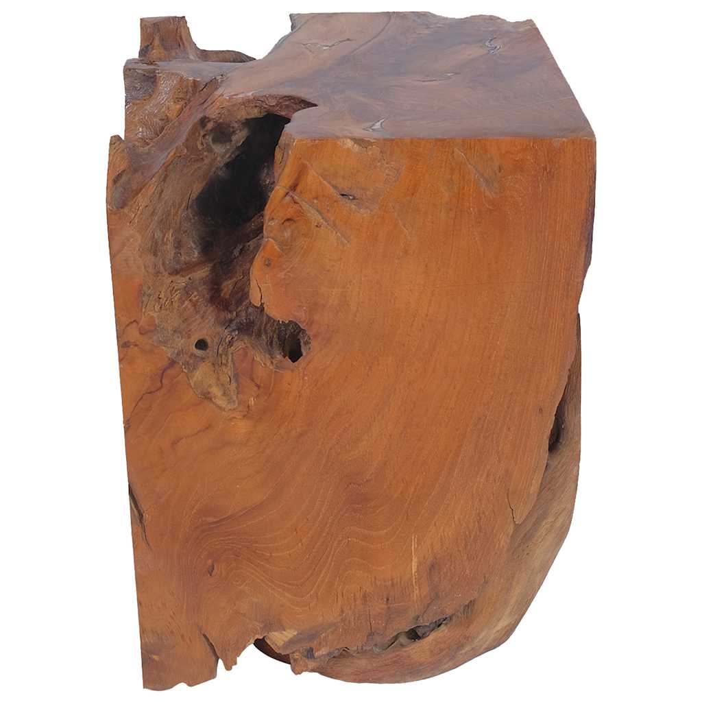 Stool Brown Solid teak wood Medium-sized Statement Piece Stool