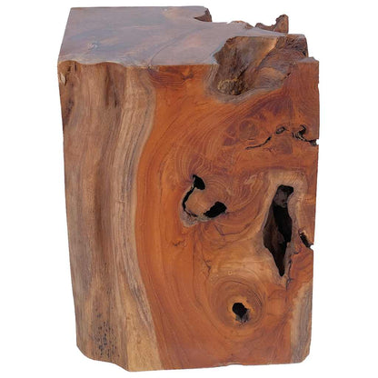 Stool Brown Solid teak wood Medium-sized Statement Piece Stool