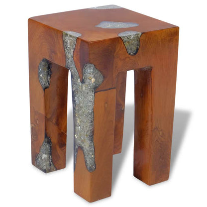 Stool Multicolor Solid teak wood 11.8x11.8x15.7 in