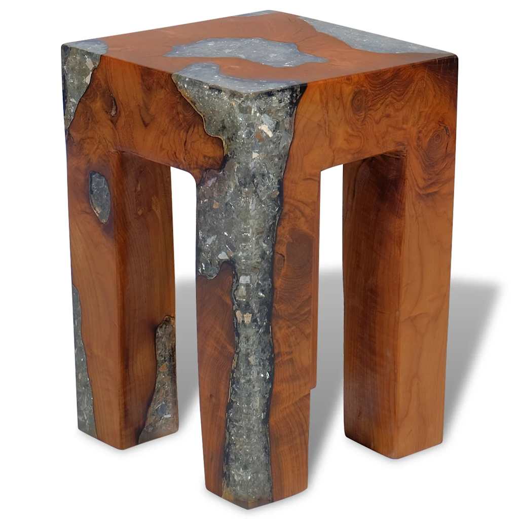 Stool Multicolor Solid teak wood 11.8x11.8x15.7 in