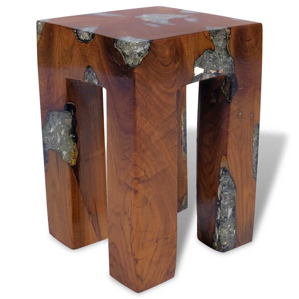 Stool Multicolor Solid teak wood 11.8x11.8x15.7 in