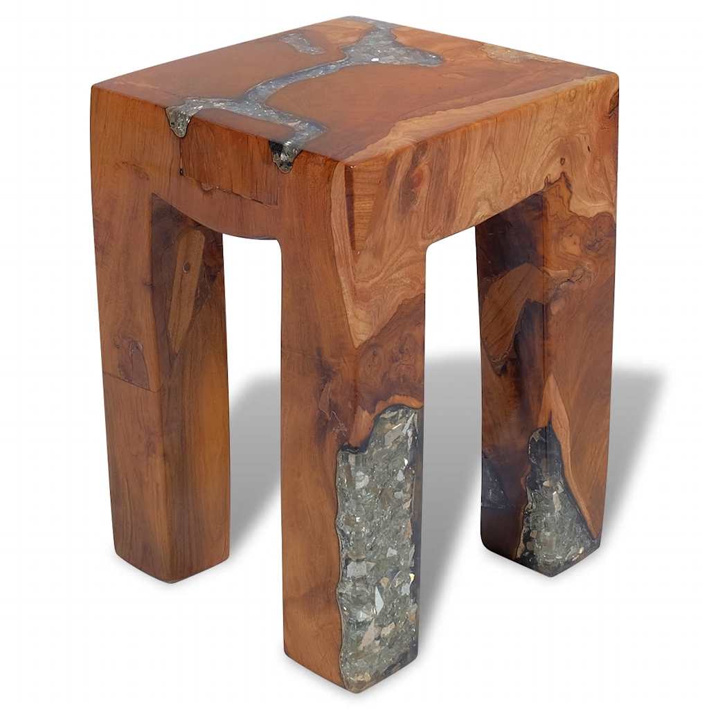 Stool Multicolor Solid teak wood 11.8x11.8x15.7 in