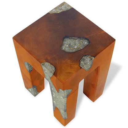 Stool Multicolor Solid teak wood 11.8x11.8x15.7 in