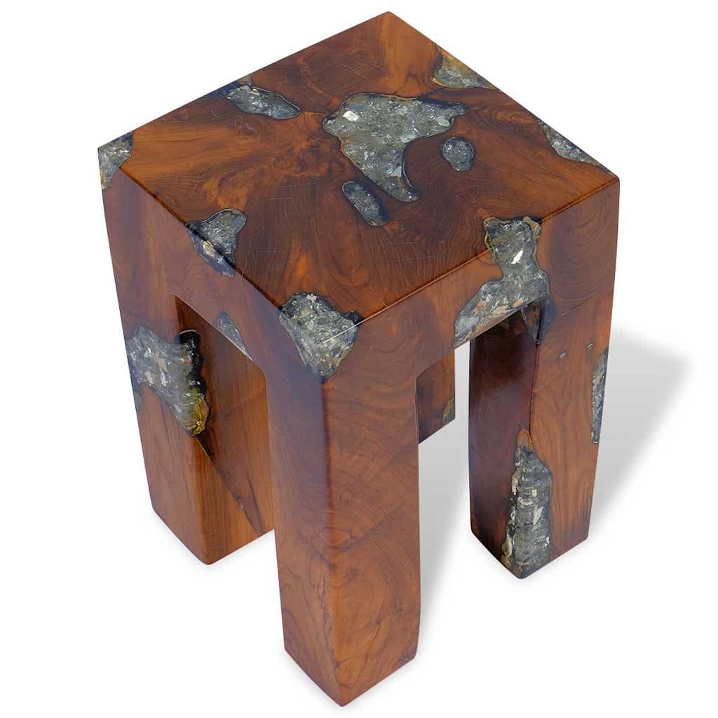 Stool Multicolor Solid teak wood 11.8x11.8x15.7 in