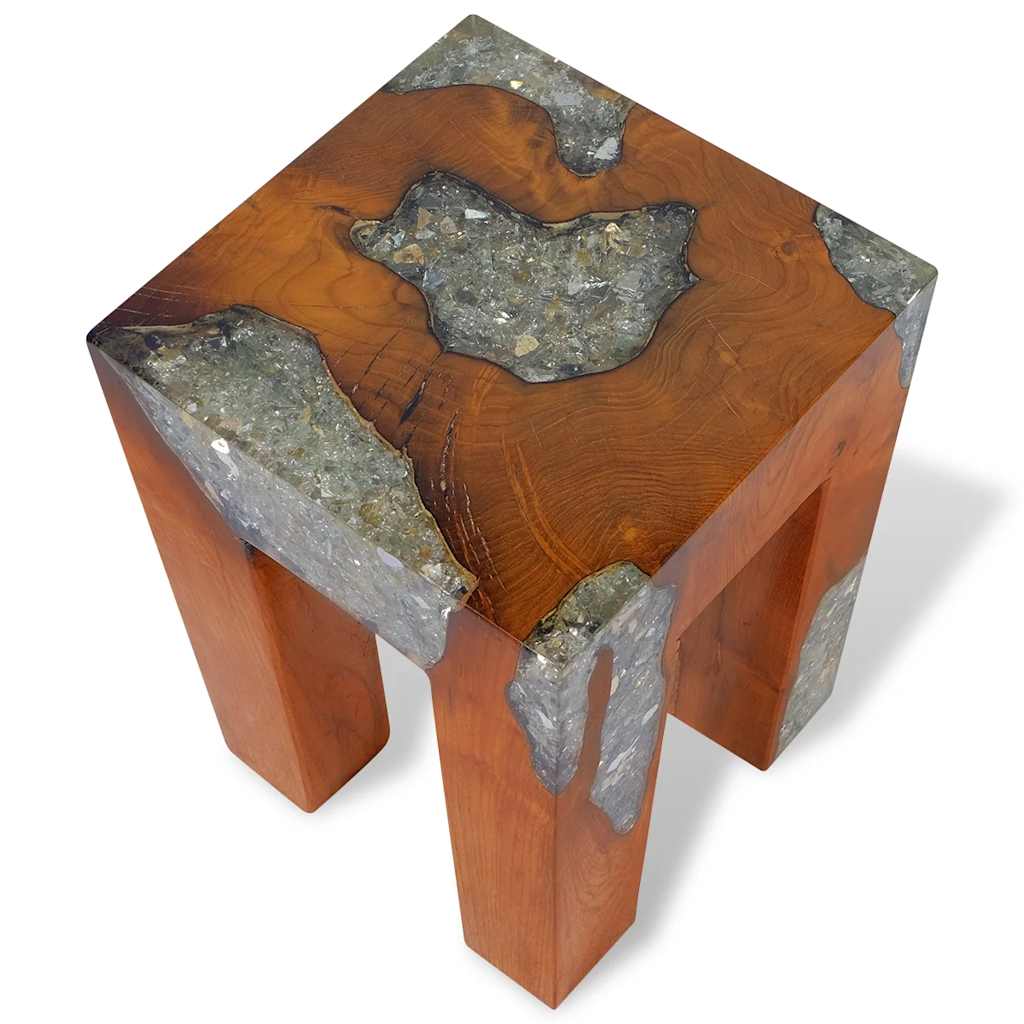 Stool Multicolor Solid teak wood 11.8x11.8x15.7 in