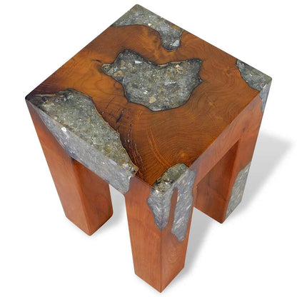 Stool Multicolor Solid teak wood 11.8x11.8x15.7 in