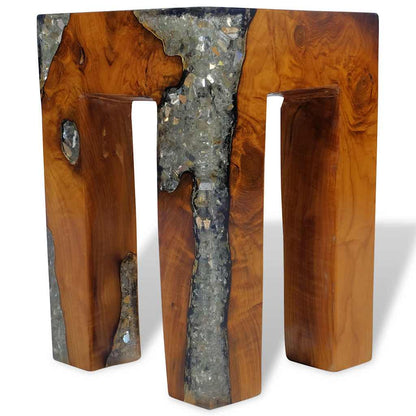 Stool Multicolor Solid teak wood 11.8x11.8x15.7 in