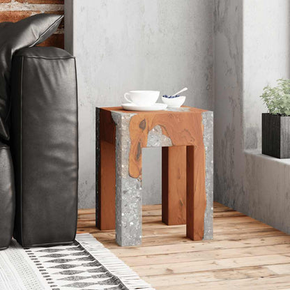 Stool Multicolor Solid teak wood 11.8x11.8x15.7 in