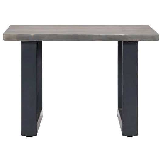 Coffee Table Grey Solid Acacia Wood, Powder-Coated Iron 23.6 in